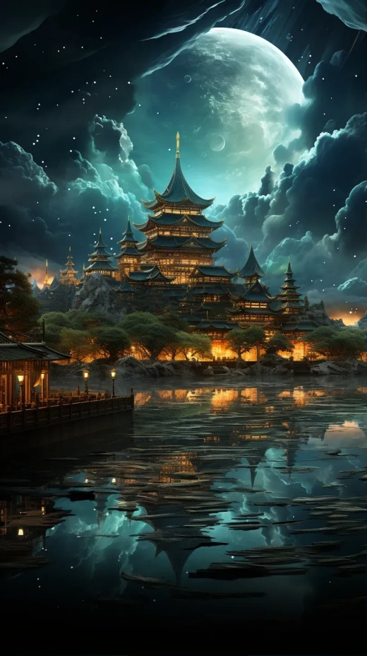 8K高清8:16，李·馬戈維奇與Beeple聯手打造的璀璨皇宮：夜觀云涌下的頤和園，超廣角視野盡覽宏偉建筑，細節豐富如夢似幻的三維照明效果，帶你領略東方神話般的皇家園林。