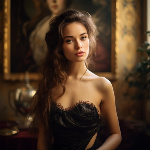 夢幻維多利亞風美女：宮殿背景下的親密特寫，令人陶醉。