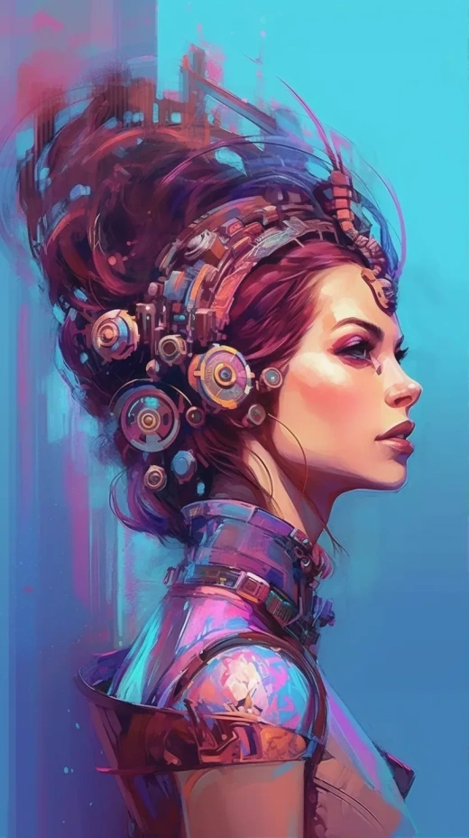 蒸汽朋克風美女肖像：獨特眼妝與透明背景的藝術探索