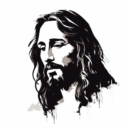 黑色电影经典：震撼的耶稣剪影素描背景