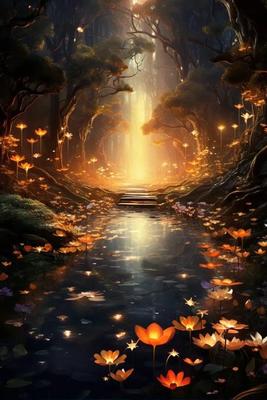 夢幻現實：數碼藝術中的美麗幻想背景與清晰插畫