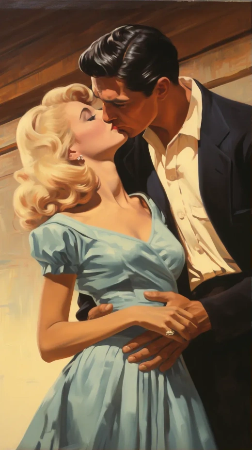 复古情侣接吻插画：吉尔·埃尔弗格伦的怀旧风格