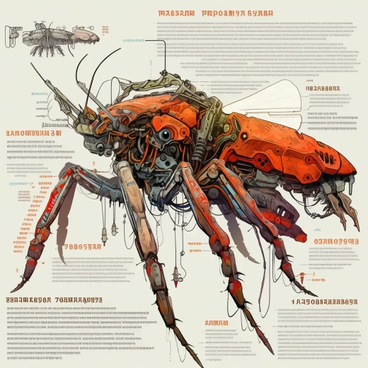 机器人昆虫草图：彩绘折纸艺术的科技魅力