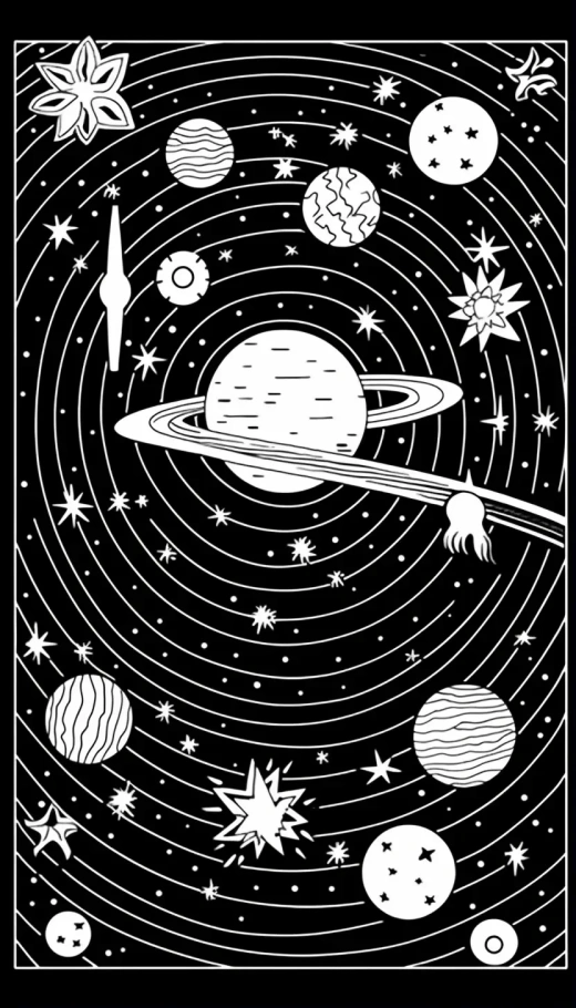 星空涂色書：星座與流星，太陽系的藝術創作