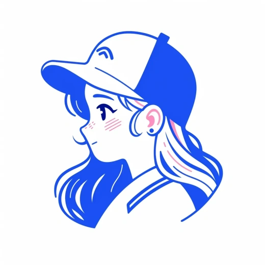 可愛卡通女孩半身簡約線條插畫