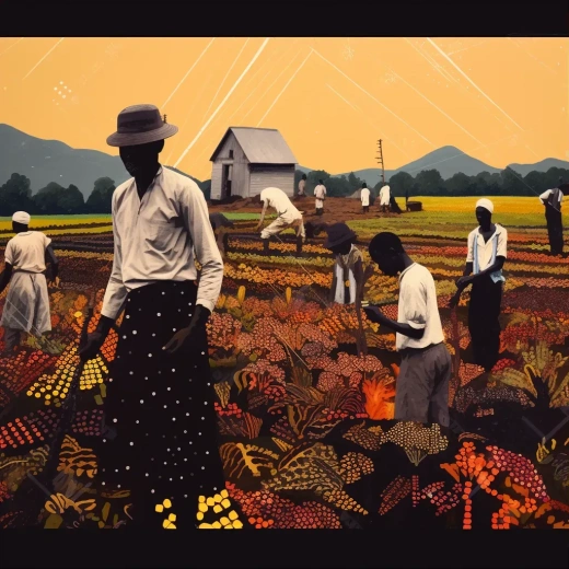 毕加索的抽象画作：黑人园丁与未来主义花园