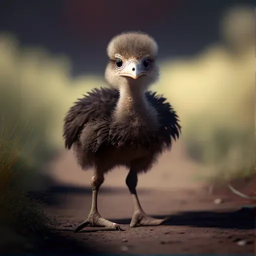 毛茸茸奔跑的可爱鸵鸟：使用虚幻引擎制作的高质量16k动画