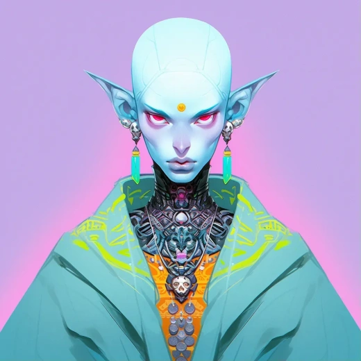 未來主義設(shè)計的雌雄外星人肖像：高細節(jié)的后現(xiàn)代超現(xiàn)實主義攝影