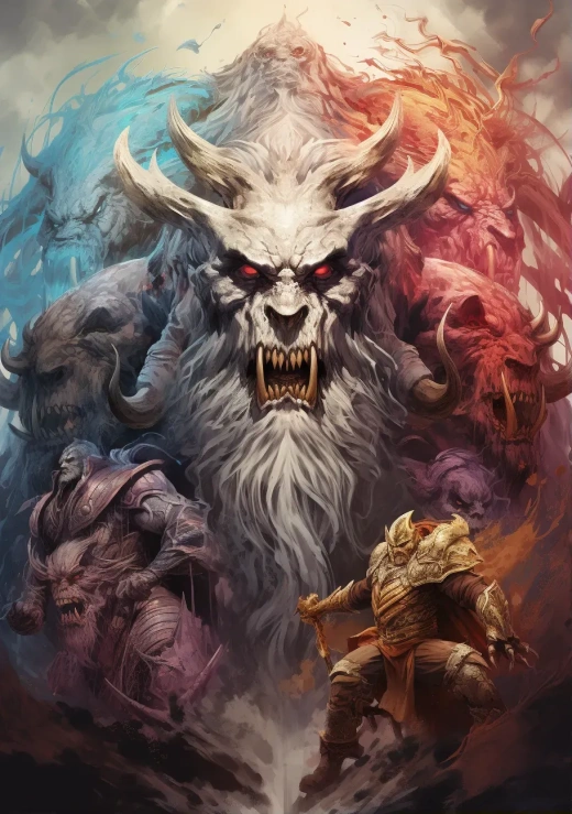 彩色巨魔與騎士激戰：中世紀奇幻角色設計細節素描