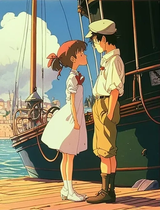 分离前的吻：宫崎骏风格的电影镜头下的深情一吻