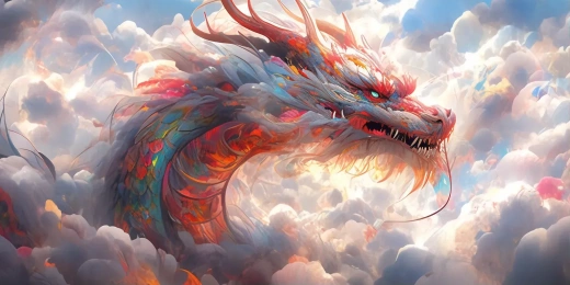 幻夢云端，完美對稱的飛蛇龍舞于絢爛云海中