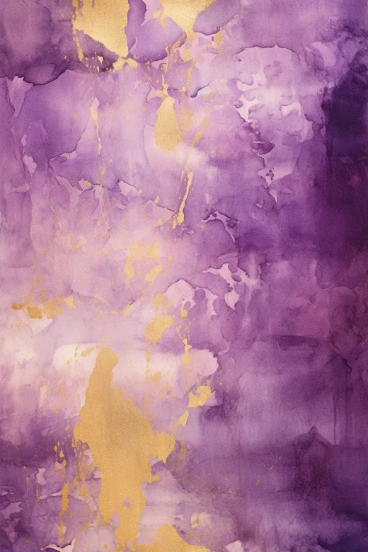 水彩绘纸：紫色与金色自然纹理