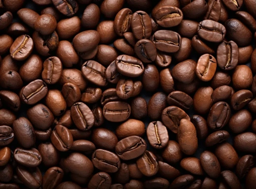 咖啡豆背景图像：重复风格、圆形、航拍