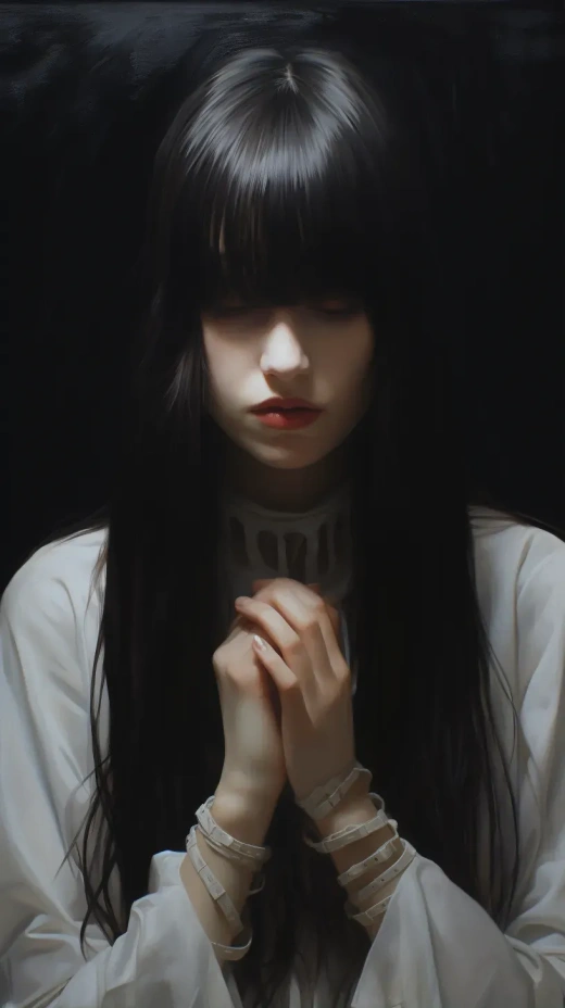哥特油畫：蒼白少女長發(fā)與遮眼劉海的藝術風格