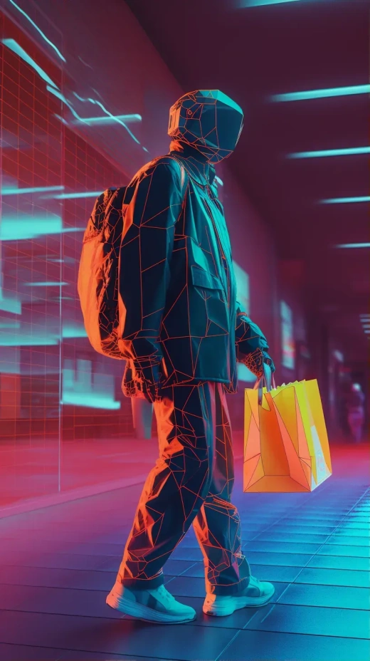 無聊的機器人帶著一袋
