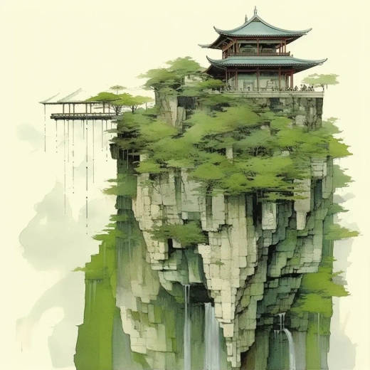 懸崖瀑布下的秘境美景