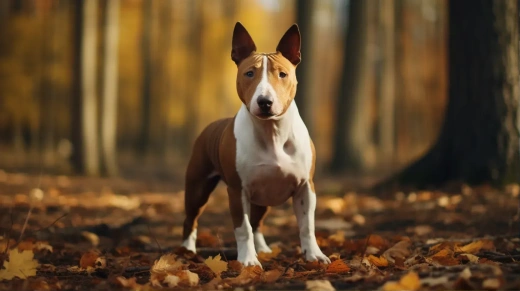 迷你斗牛犬自然風景背景，16:9全身體比例