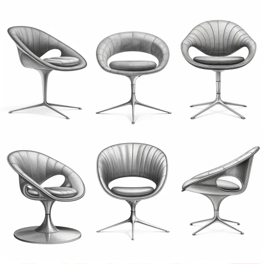 现代椅子设计：Eero Aarnio风格与建筑草图欣赏