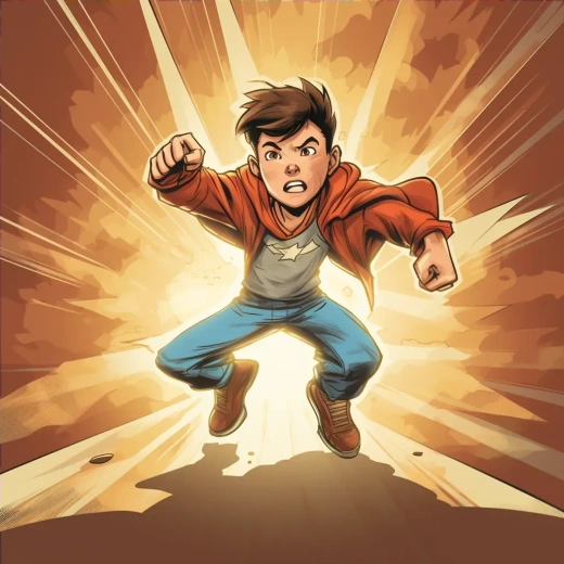 英雄救恶霸：漫画风格插图与戏剧性光影的完美结合