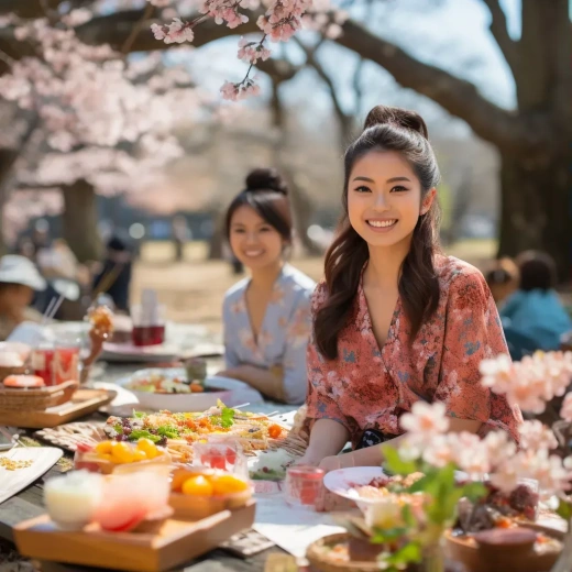 樱花盛开下的日本春日盛宴