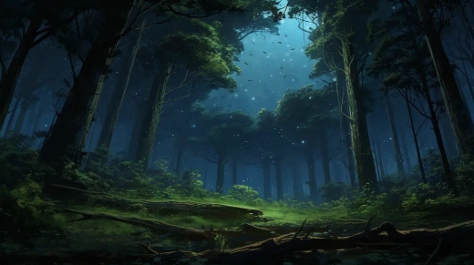 《森林之夜：绚烂星空》