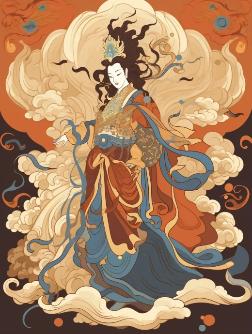 敦煌壁画中的中国神话人物：色彩图像风格与粗线表现