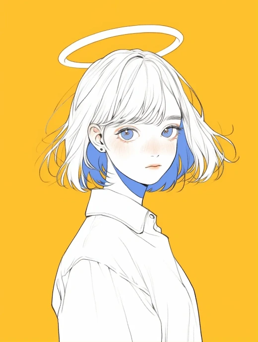 天使般的可愛女孩插畫