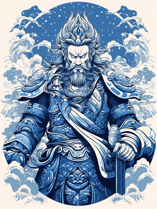 中國古代將軍持劍正面圖