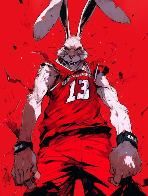 熱血動感！1990年代日漫風格Cool Bunny全身動作概念藝術(shù)，高清8K大展魅力！