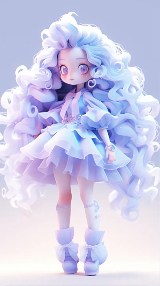 蓝紫色梦幻萌系娃娃：可爱女孩的时尚收藏