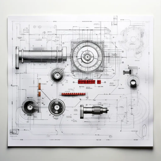 A4尺寸、白色背景技术绘图：工业设计素描与向量艺术