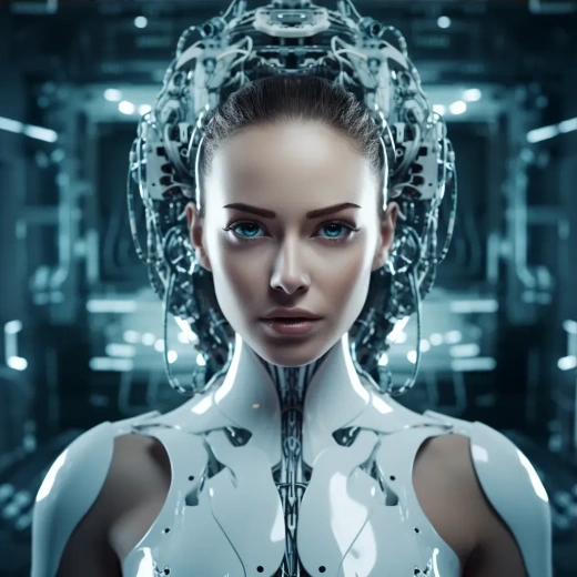 创建与参考图片中的女性机器人类似的整体形象