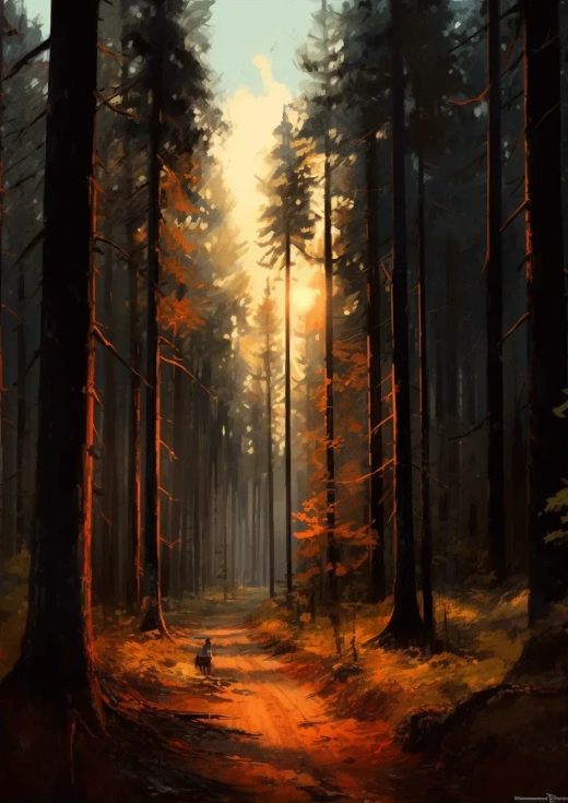 阳光透过树叶洒落的森林，色彩斑斓的自然魅力，Aykut Aydogdu带来的宁静感受，木质感与田园风情相融，令人心旷神怡。