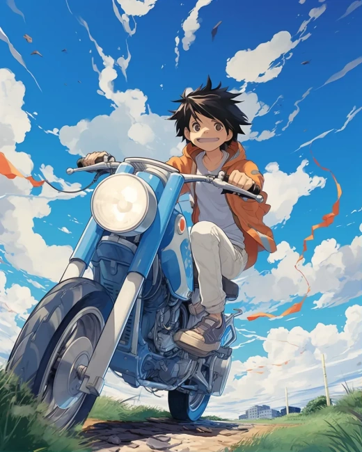 《夏日戰爭》中的藍銀色帶刺摩托車，導演：森田芳光。