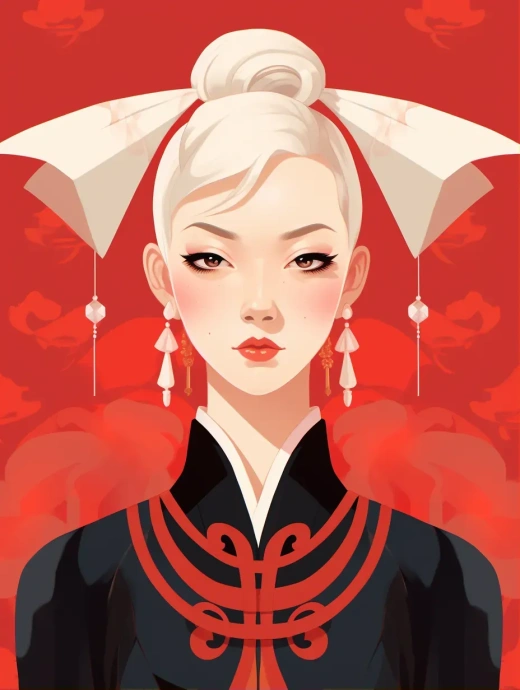 中國古典風華：白發(fā)女子龍角驚艷妝容