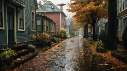 复古雨巷：90年代温馨小镇的秋日回忆