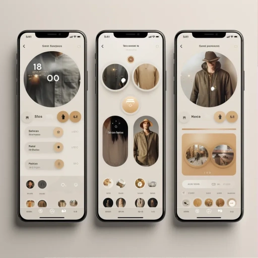 循環共享服裝界面設計：四屏高科技iPhone14 Pro版