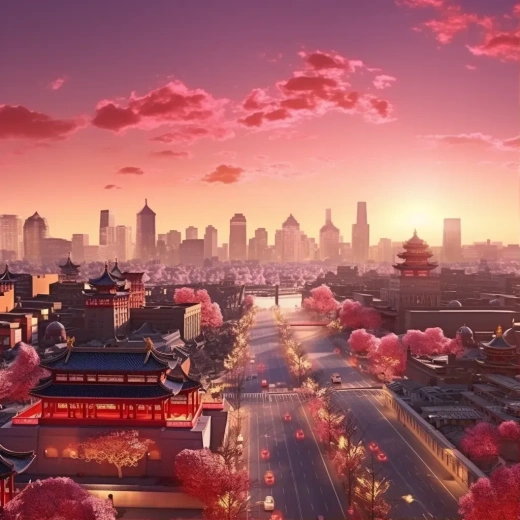 红光晕染，京城天际线与紫禁城之美