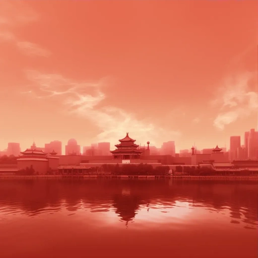 红霞映照下的京城：天坛与故宫之美