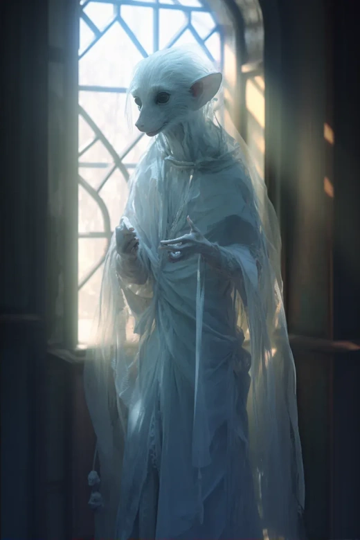 梦幻般的透明幽灵，人性化的恐怖屋中之鬼，8K高清画面。