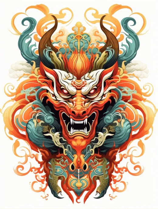 全身体态，中国神话兽龙角，商周装饰的独特怪兽设计