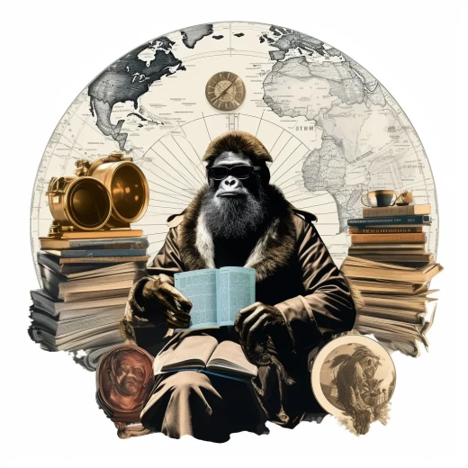 世界历史大事拼贴：戴眼镜的大猩猩阅读