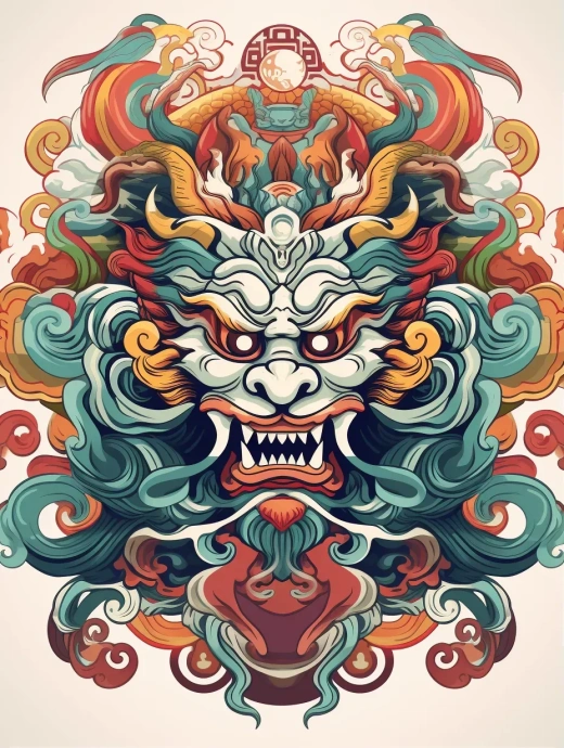 中國古代神話人物彩色立體剪影藝術