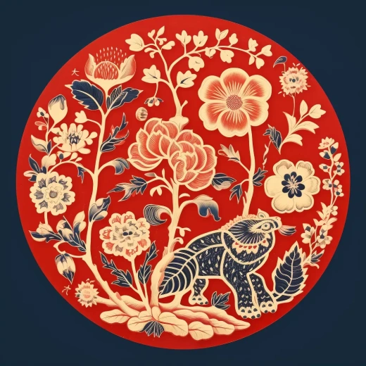 動(dòng)物風(fēng)格下紅底藍(lán)花中國(guó)風(fēng)紋樣歷史畫作：布魯斯伯里集團(tuán)的自然主義色彩與刺繡藝術(shù)