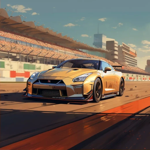 日产GT-R赛道征服，速度与激情，电影般的色彩。