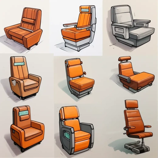现代椅子设计：Eero Aarnio风格与建筑草图欣赏