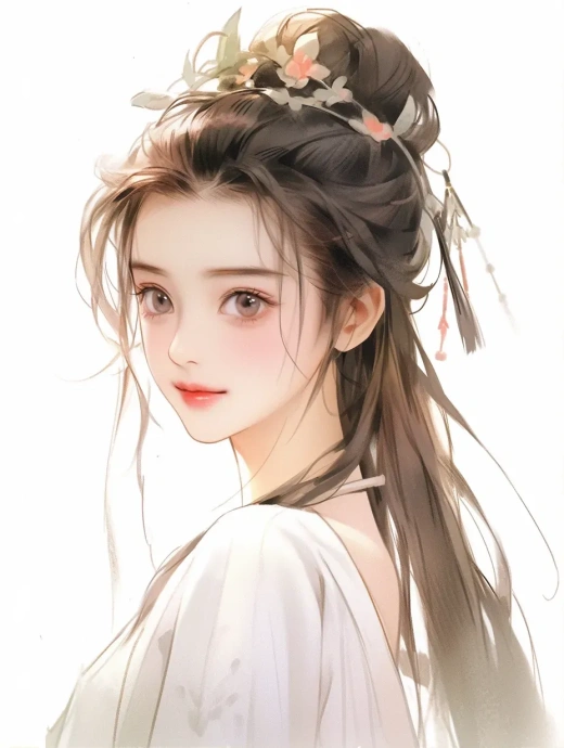 唐風(fēng)美人肖像：白袍佳人，清秀婉約