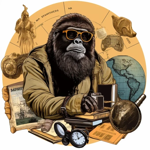 世界历史大事拼贴：戴眼镜的大猩猩阅读