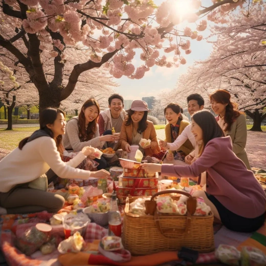 春日日本樱花盛开，欢聚野餐乐无穷