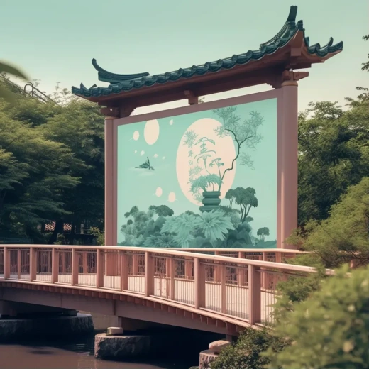 中文标题：中式养生度假村户外广告设计，打造宁静舒适的心灵之旅